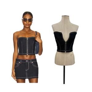 Abrand Jeans Cameron Denim Bustier Top Dark Wash Strapless Corset Size XS